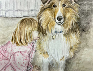 Image of Taryn Showalter's watercolor, A Girl's Best Friend.